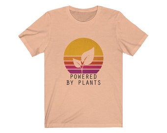 Vegan Shirt Vintage Sunset Retro Vegetarian Powered by plants Shirt Gift For Vegan