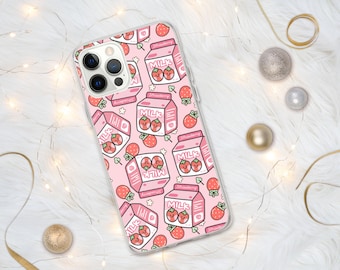 Cute Kawaii Strawberry Milk Aesthetic Milk Japanese Anime Otaku Style iPhone 7/8/11/11 Pro/12/12 13 Pro/Pro Max/XS/XR/SE Case