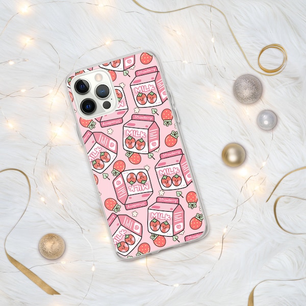 Leuke Kawaii Strawberry Milk Esthetische Melk Japanse Anime Otaku Style iPhone 7/8/11/11 Pro/12/12 13 Pro / Pro Max / XS / XR / SE Case