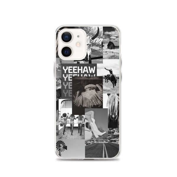 Western Boho Collage Phone Case Black Aesthetic Western Cowgirl Cowboy Country Phone Case iPhone 7 8 11 12 13 Mini Pro Max Case
