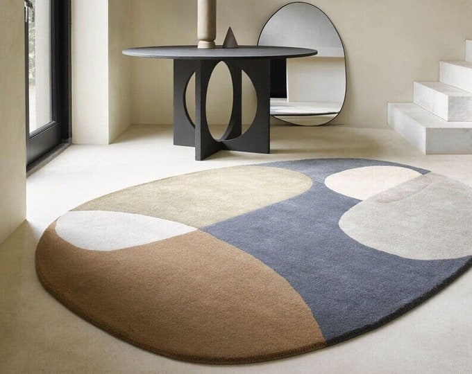 Handmade oval irregular shape hand tufted Rug 100% Woolen rug 2x3 3x5 4x6 5x8 6x9 7x10 8x10 9x12 for living room,home,guest room,bedroom..