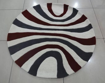 Indian Thick Soft Hand Tufted Round Modern Bespoke Wool Carpet Area Rug Rugs