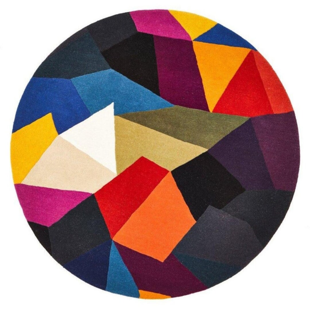 5x56x67x78x89x910x1012x12 Round Rug Hand Tufted Wool Multi Color Carpet