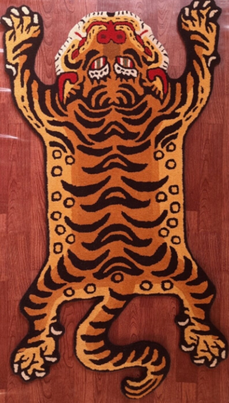 Buy HAND TUFTED CARPET Yellow and Black Carpet Tibetan Tiger Online in