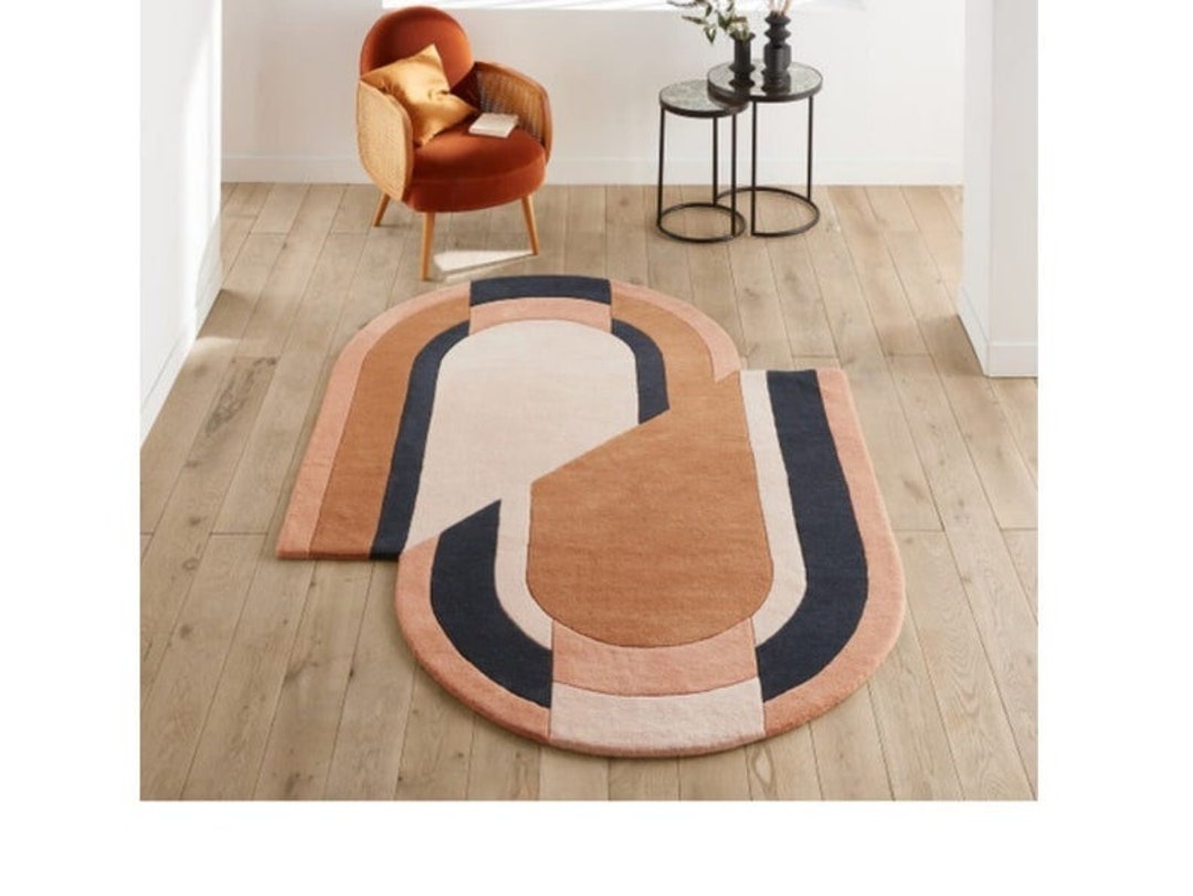 Handmade Irregular Shape Hand Tufted Oval Rug 100% Woolen Rug 2x3 3x5 ...