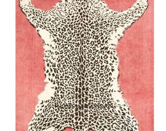 Leopard Area Rug, Animal Print Rug, Green Area Rug Carpet, Hand Tufted Carpet 100% woolen Rug, Outdoor Leopard Rug, Non Slip Rug Mat