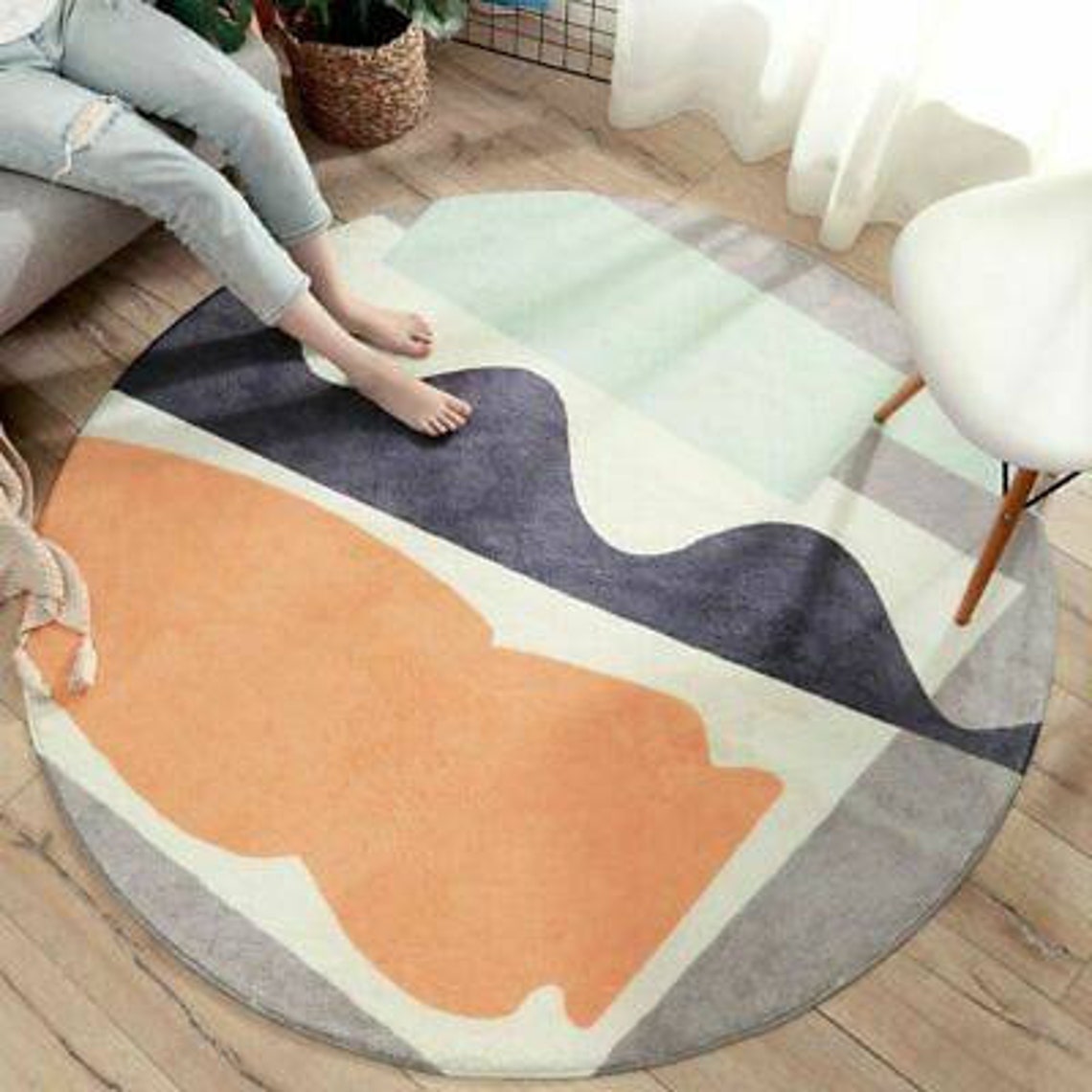 8x8 Round Hand Tufted Wool Rug 9x9 Area Rug Rug for Living Room