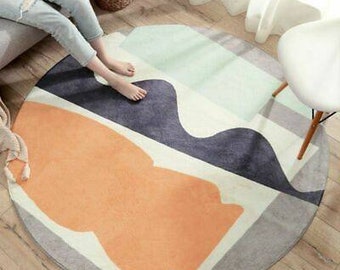Bascome Round Hand-Tufted Wool Area Rug for home decorative living room bedroom guest room 4x4 5x5 6x6 feet