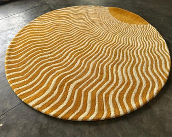 Half Sun Rays print design Hand Tufted Woolen Rug, New Zealand Wool Rug, Handmade Carpet, Wool Area Rug, Home Decor,Indian dhurrie