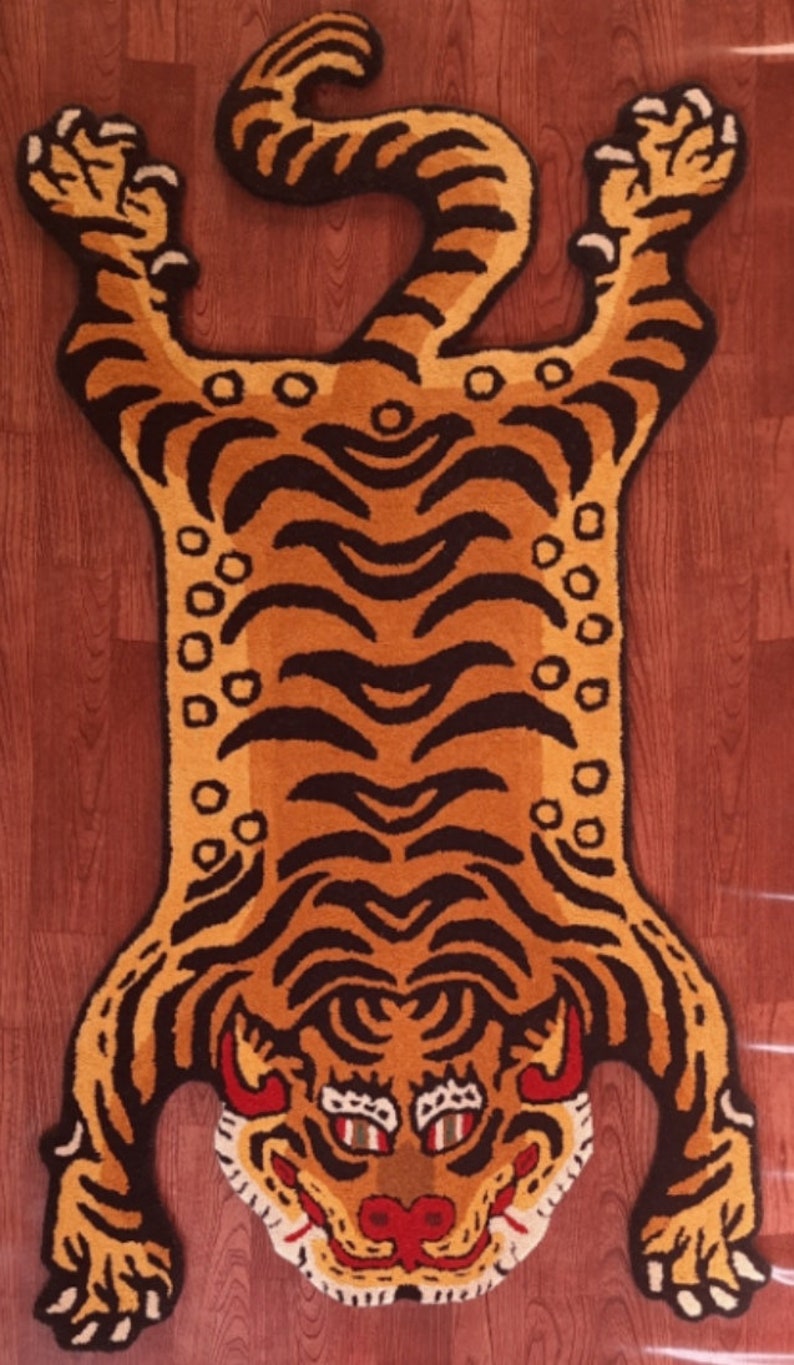 Buy HAND TUFTED CARPET Yellow and Black Carpet Tibetan Tiger Online in