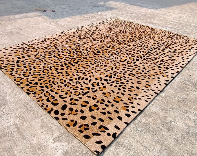 Hand knotted hand tufted leopard tiger rug Tufted Wool Rug 2x3 3x5 4x6 5x8 6x9 7x10 8x10 9x12 Olive Green Colored Traditional Tiger Rug