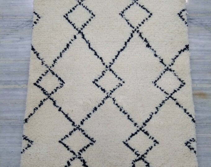 Beni ourain rug, Authentic Moroccan rug, Berber carpet, Genuine Wool rug, Handmade rug, Beni ourain style, Area rug, Tapis berbere, Teppich