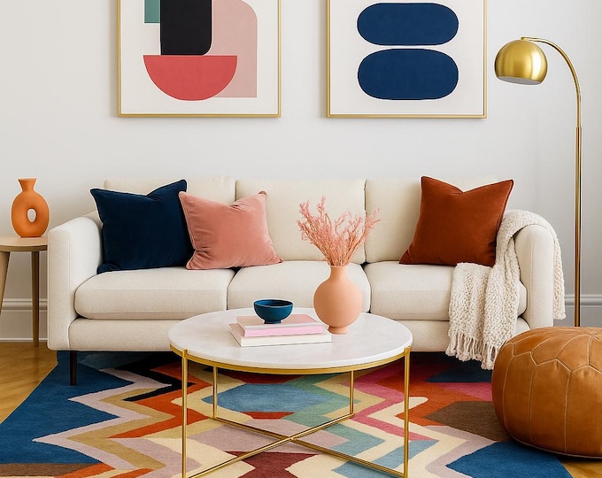 Designer Handmade Hand Tufted Wool Rug Riesco Mid Century Modern Hand Tufted Woolen Carpet High Low Rug 5x8 6x9 7x10 8x10 9X12 All sizes
