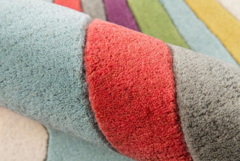 Hand Tufted Multicolor Rug | 8x10 Area Rug | Modern Wool Rug | Vibrant Color Rug | Soft Plush Rug | Boho Colorful Rug for Living Room.