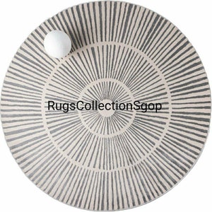 Elegant Round Wool Rug for Living Room or Bedroom - Bascome Area Rug - 4x4, 5x5, 6x6 Feet