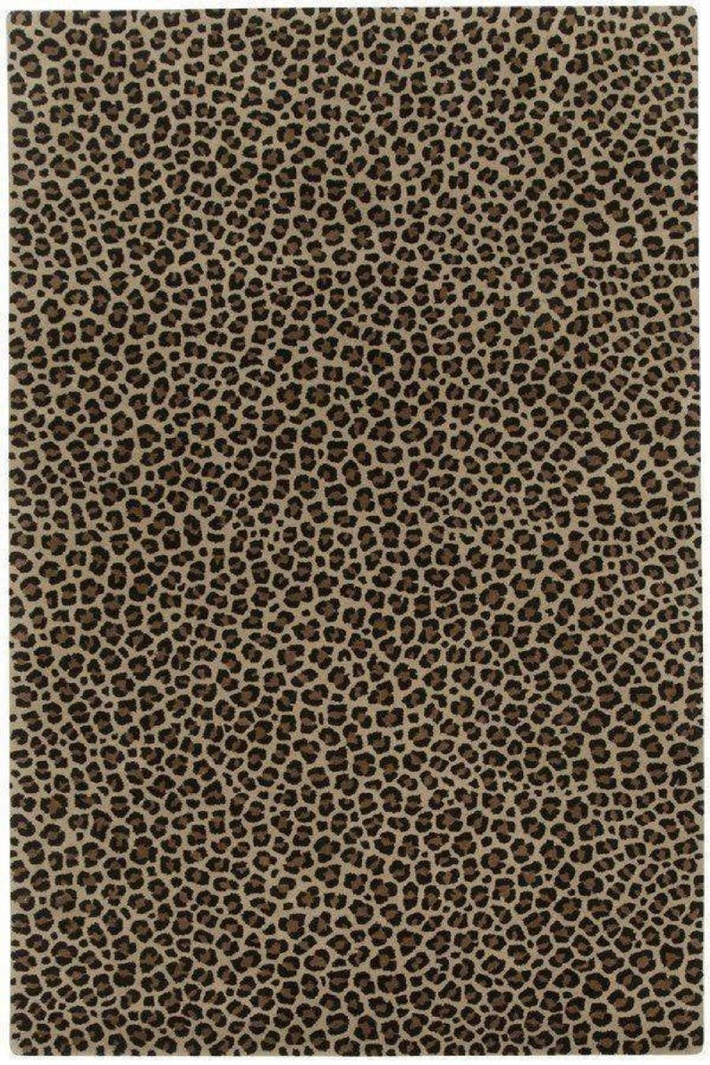 Leopard Print Texture Rug Hand Tufted Wool Silk Leopard Area Rug – Multi-colored Animal Print ...