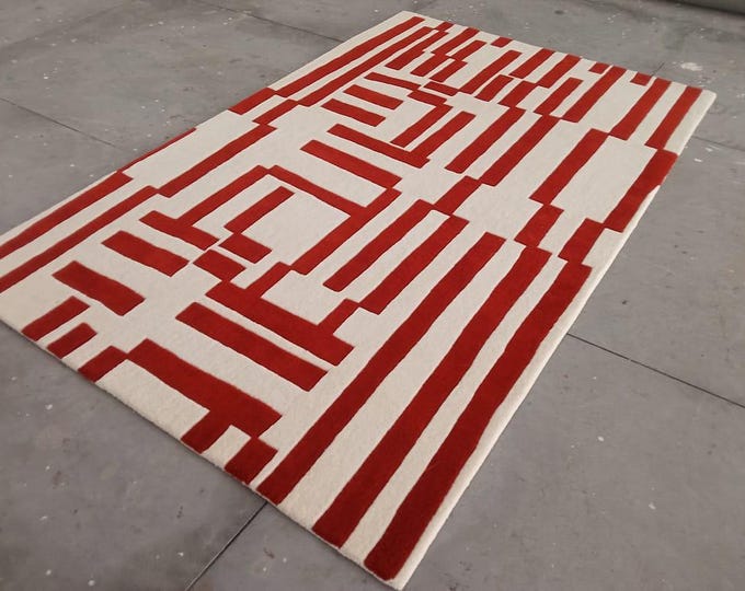 Modern Rug/ Arts Rug/ Home Decor Rug/ Salon Rug/Hand-Tufted Rug/ Modern Rugs for living room/ Rug for bedroom/ White rug/ Etsy Rug Floor Rug