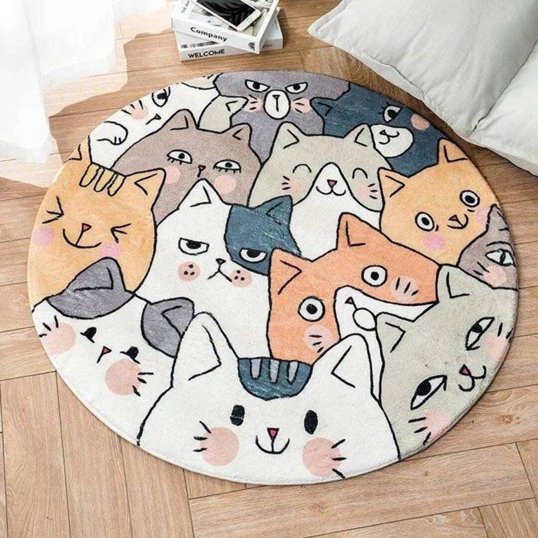 Round Handtufted Wool Area Rug for Home Decorative Etsy