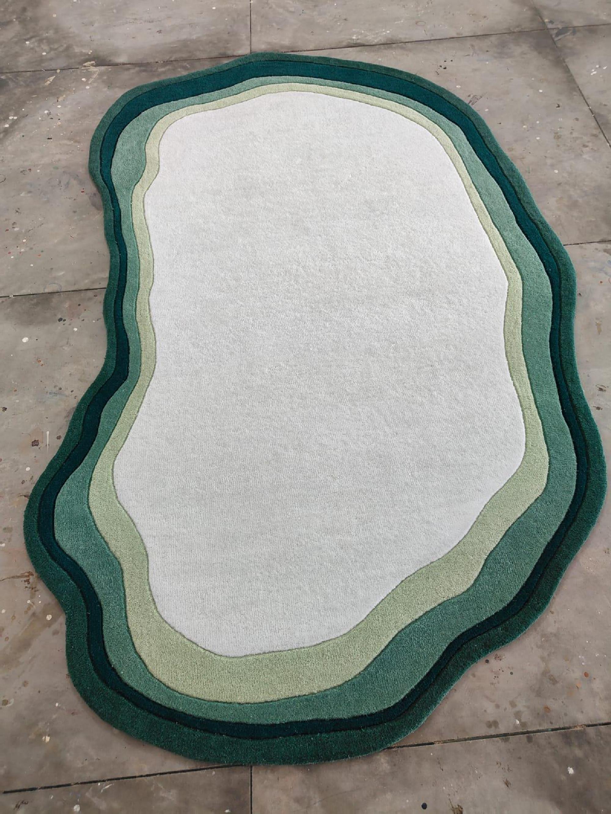 Hand Tufted, Wool Runner Rug, Oval Irregular Shape, Colorful Layers ...