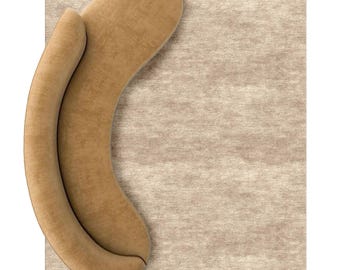 Modern Beige Silk Look Area Rug – Minimalist Neutral Living Room Carpet | Soft Textured Contemporary Floor Decor | Custom Sizes Available