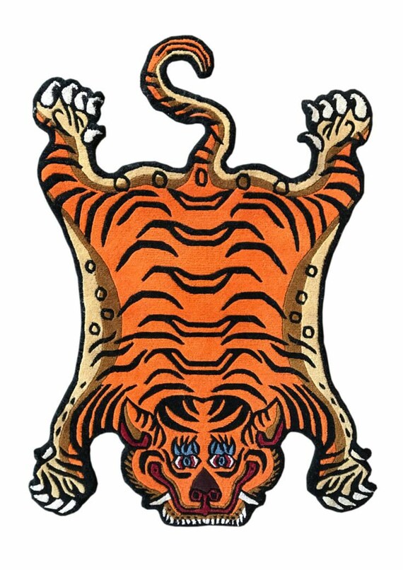 HAND TUFTED CARPET Yellow and Black Carpet Tibetan Tiger Etsy