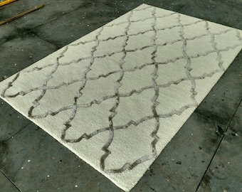 Silk Beige Rug 4x6 , 5x8 , 6x9 , 8x10 , 9x12 , Rectangle , Round , Square Modern Handloom Scandinavian Solid Rug