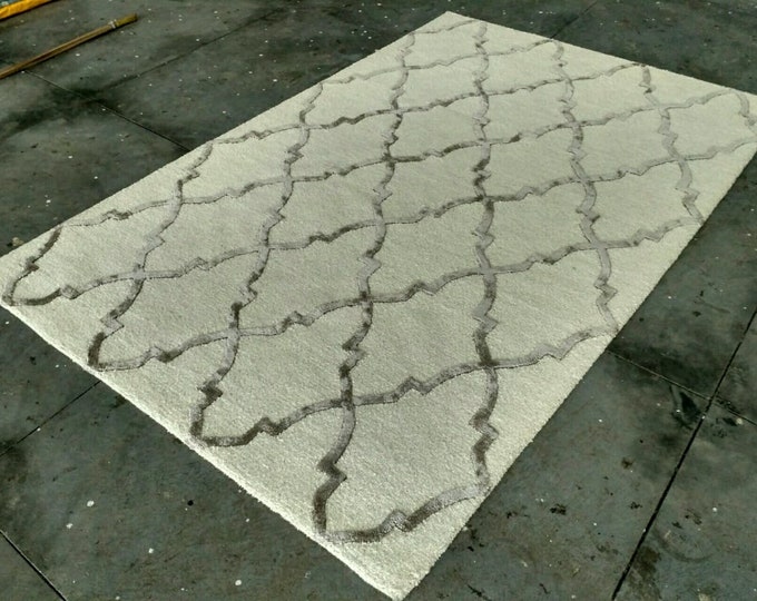Silk Beige Rug 4x6 , 5x8 , 6x9 , 8x10 , 9x12 , Rectangle , Round , Square Modern Handloom Scandinavian Solid Rug