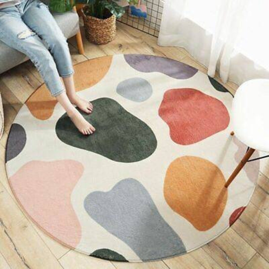 Round Handtufted Wool Area Rug for Home Decorative Living Room