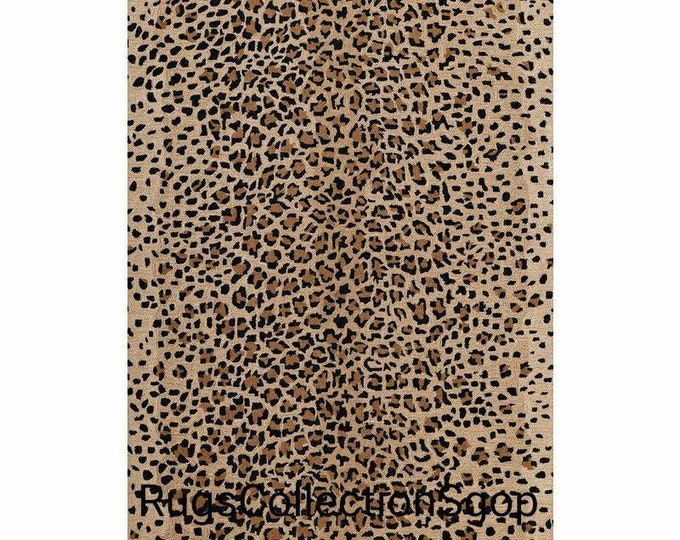 Hand knotted hand tufted leopard tiger rug Tufted Wool Rug 2x3 3x5 4x6 5x8 6x9 7x10 8x10 9x12 Olive Green Colored Traditional Tiger Rug