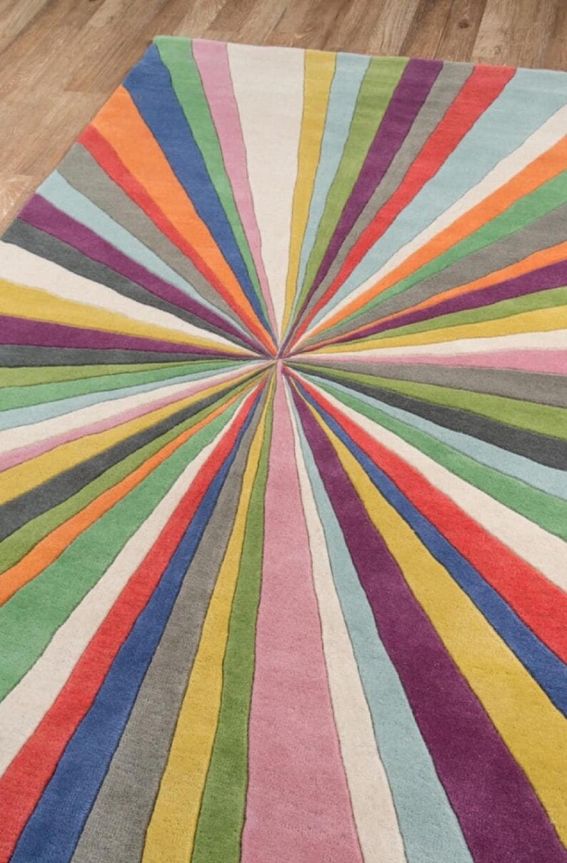 Hand Tufted Multicolor Rug | 8x10 Area Rug | Modern Wool Rug | Vibrant Color Rug | Soft Plush Rug | Boho Colorful Rug for Living Room.