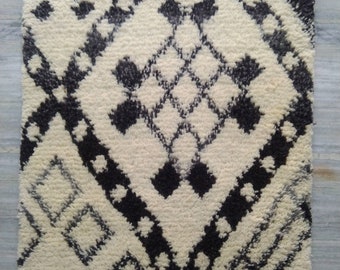 Hand-Knotted Wool Beni Ourain Rug: Authentic Moroccan Berber Carpet