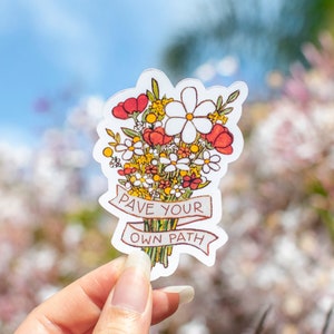 Pave Your Own Path Bouquet Sticker Glossy Die Cut 3 Positive Messages 'Red Riding Hood' Collection by The Honey Mustard Club image 3