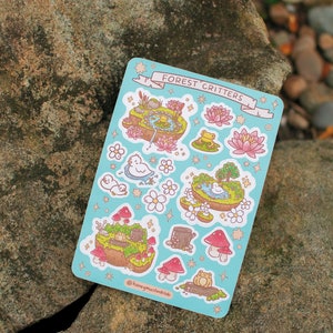 Forest Critters stickervel A6 | Mat stickerpapier | Schrijfbehoeften voor dagboeken | 'Little Friends'-collectie van The Honey Mustard Club