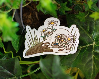 Corvid Skull Sticker | Glossy Die Cut 3" | Cute Fantasy RPG | 'The Forest Wizard' Collection by The Honey Mustard Club