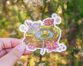 Froggy Island Sticker | Glossy Die Cut 3" | Cute Animals | 'Little Friends' Collection by The Honey Mustard Club