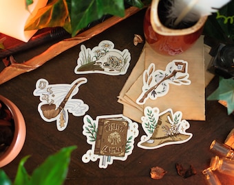 Forest Wizard Essentials Sticker Set | Glossy Die Cut 3" | Cute Fantasy RPG | 'The Forest Wizard' Collection by The Honey Mustard Club