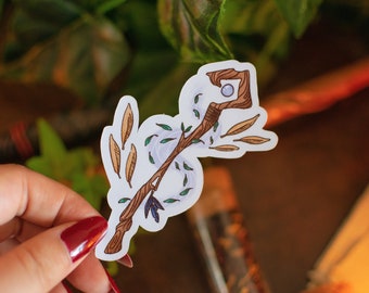 Forest Wizard Staff Sticker | Glossy Die Cut 3" | Cute Fantasy RPG | 'The Forest Wizard' Collection by The Honey Mustard Club