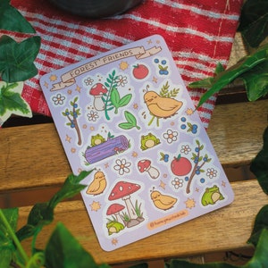 Forest Friends stickervel A6 | Mat stickerpapier | Schrijfbehoeften voor dagboeken | 'In the Forest'-collectie van The Honey Mustard Club