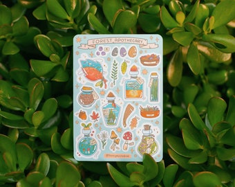 Forest Potions A6 Sticker Sheet | Matte Sticker Paper | Journalling Stationery | 'Forest Potions' Collection by The Honey Mustard Club