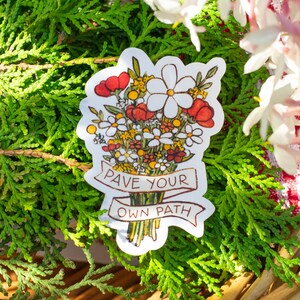 Pave Your Own Path Bouquet Sticker Glossy Die Cut 3 Positive Messages 'Red Riding Hood' Collection by The Honey Mustard Club image 2