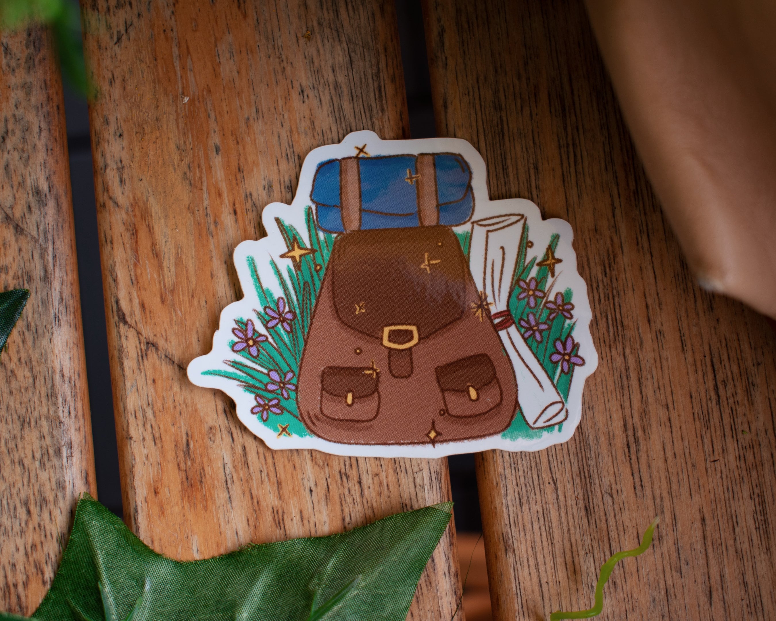 Adventurer Backpack Sticker Glossy Die Cut 3 Vinyl Cute Fantasy RPG