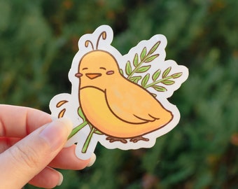 Yellow Bird Friend Sticker | Glossy Die Cut 3" Vinyl | Cute Fantasy RPG | 'In the Forest' Collection by The Honey Mustard Club