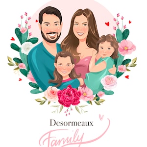 Cartoon Family Portrait, Custom Portrait Christmas Gift Idea Disney Style Boyfriend Gift Idea Couple Illustration Photo Anniversary Husband