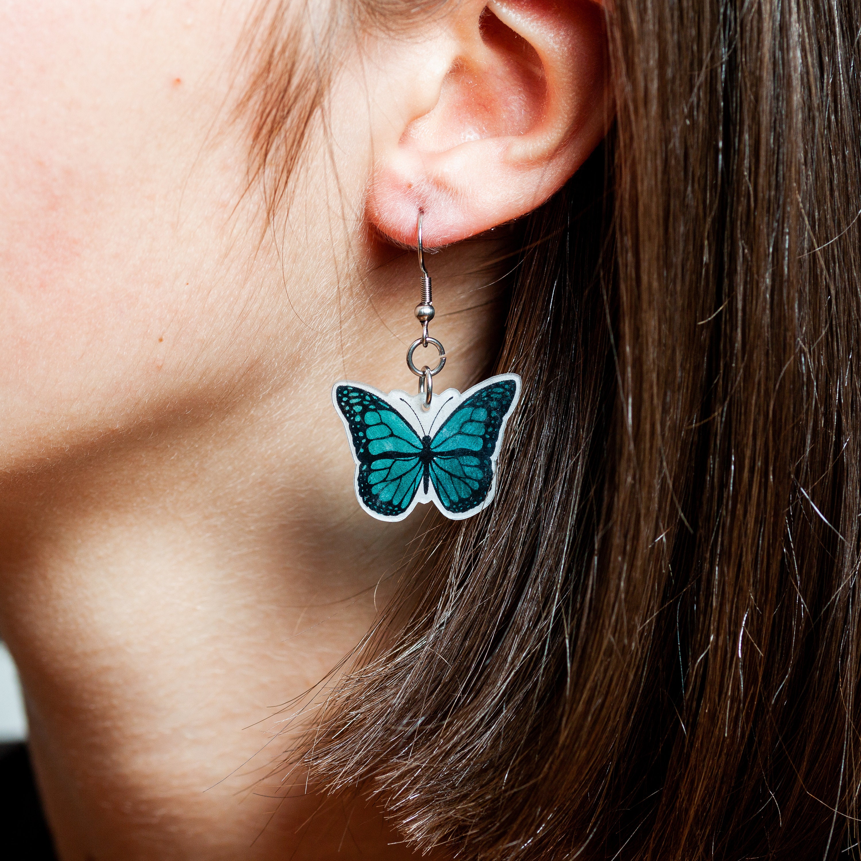 Blue Butterfly Earrings Shrink Plastic Etsy