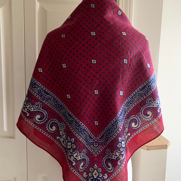 Vintage Wool Challis Scarf #3, Paisley/Foulard Print