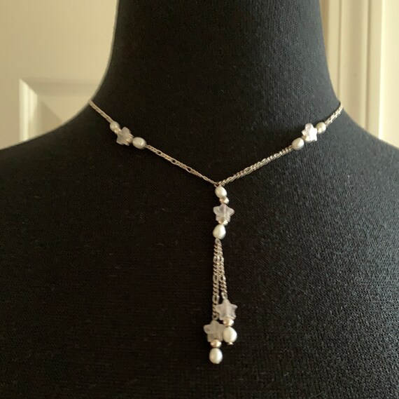 Rose Quartz, Pearl, and Sterling Necklace - image 2