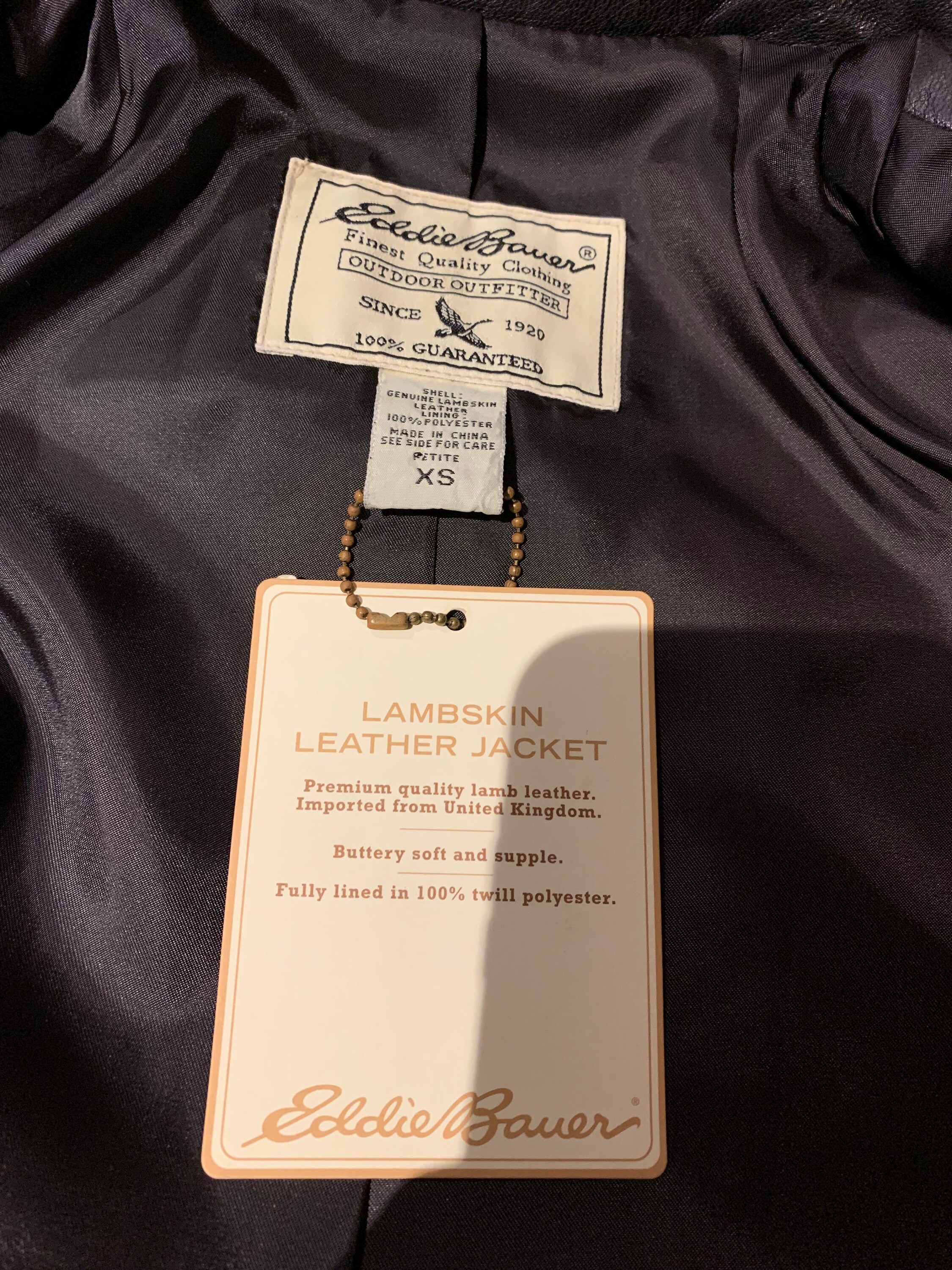ジャケット・アウター 00s Eddie bauer short leather blouson EDDIE BAUER Black Distressed Full Zip Leather Jacket Mens