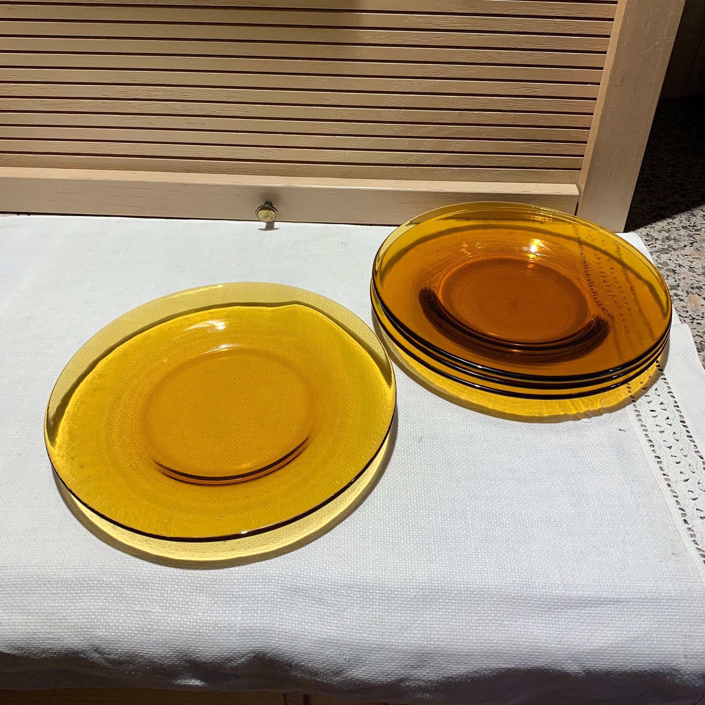 Vintage Amber Glass Salad/Dessert Plates set of 4 Etsy