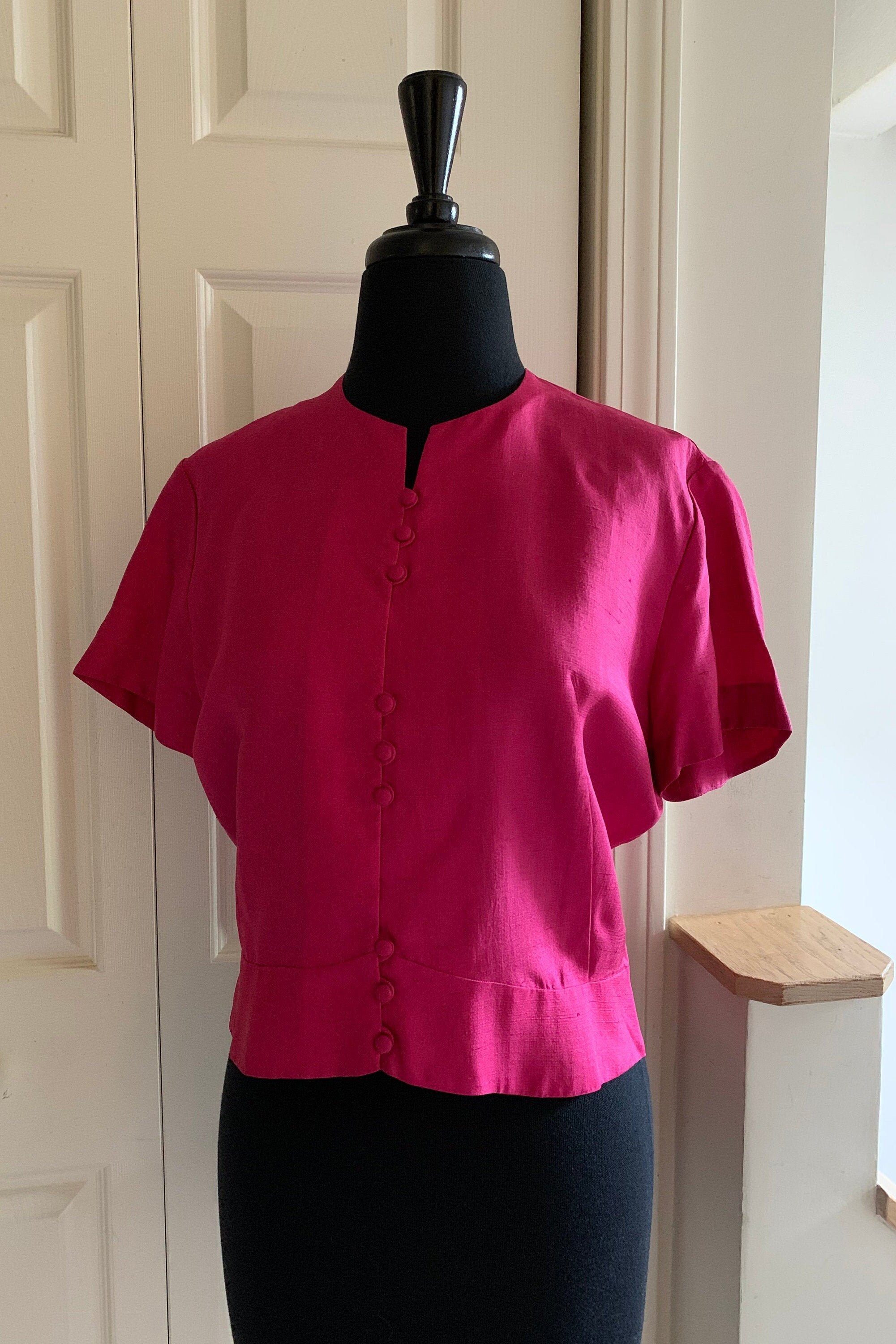 Vintage Silk Shantung Blouse | Etsy