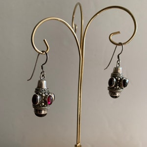Vintage sterling en cabochon amethistoorbellen